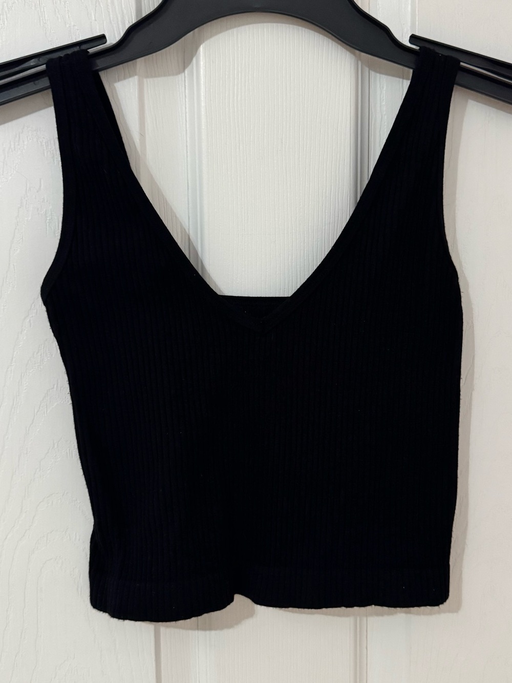 Free People Intimately Solid Rib Brami Black XS/S V-Neck Cropped Tank Top